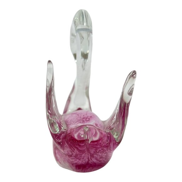 Fused Handblown Glass Swan Figurine Pink Clear Decorative Collectible Art Piece - Picture 5 of 11